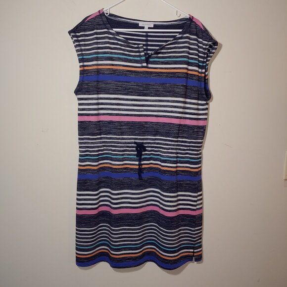 Talbots Multi-Color Stripe Midi Shift Dress Size XL - Picture 1 of 5